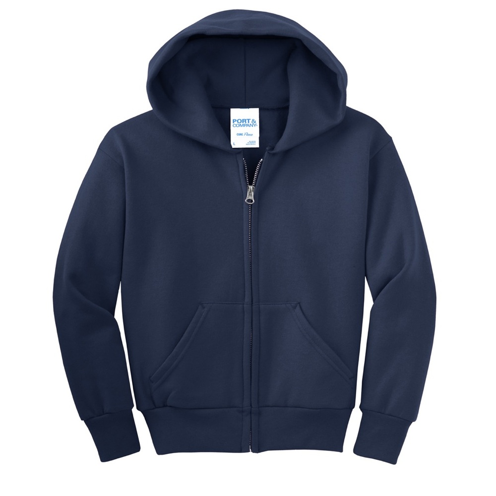 Port and Company Youth Navy Full-Zip Hooded Sweatshirt